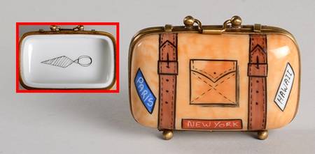 PEINT MAIN LIMOGES BOX Suitcase-Paris-New York-Hawaii - No Box