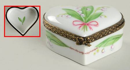 PEINT MAIN LIMOGES BOX Lily Of The Valley Heart Box - No Box