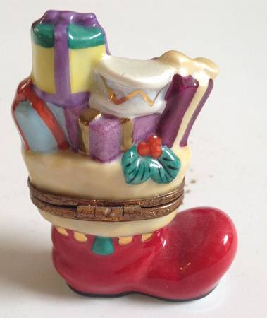 PEINT MAIN LIMOGES BOX Santa's Boot With Toys - No Box