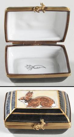 PEINT MAIN LIMOGES BOX Square Bunny Box - With Box Bx381