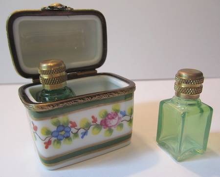 PEINT MAIN LIMOGES BOX Chest W/ 2 Flacons - No Box