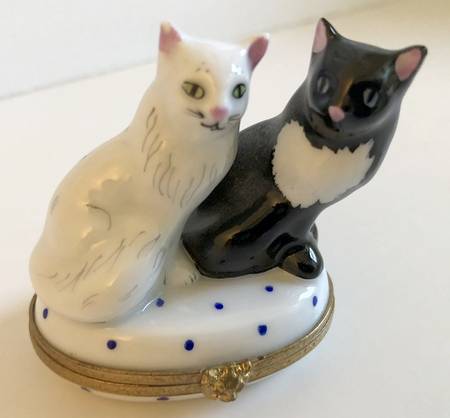 PEINT MAIN LIMOGES BOX Two Cats - Nb655, No Box