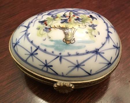 PEINT MAIN LIMOGES BOX Egg-Blue Flower Vase - No Box