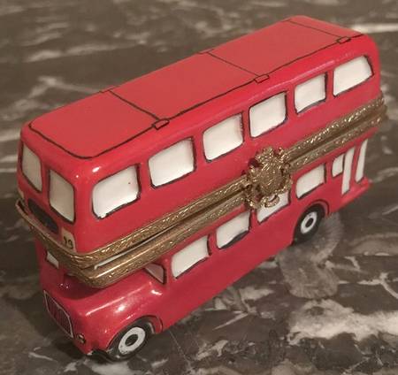 PEINT MAIN LIMOGES BOX Red Double Decker Bus - Nb664, No Box