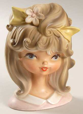 Parma of Japan Head Vase Girl Skinny Neck Pink Dress Yl - No Box