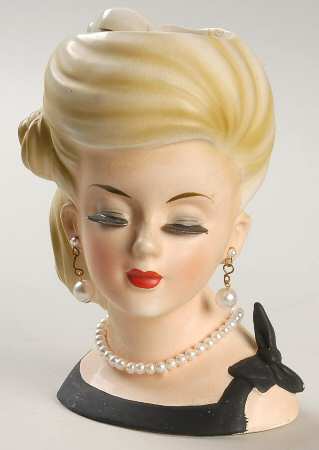 Parma of Japan Head Vase Lady Blk Dress Tied On Shoulde - No Box