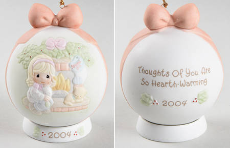 Annual Porcelain Ball Ornament Thoughts Of You Are So Heartwarming - Boxed