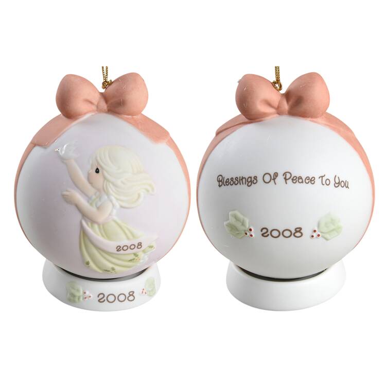 Annual Porcelain Ball Ornament Blessings Of Peace To You - With Box