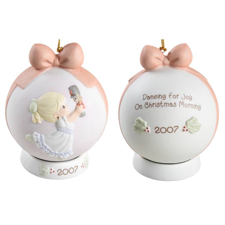 Annual Porcelain Ball Ornament Dancing For Joy On Christmas Morning - Boxed