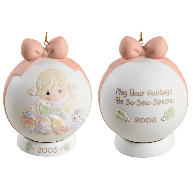 Annual Porcelain Ball Ornament May Your Holidays Be So-Sew Special - Boxed