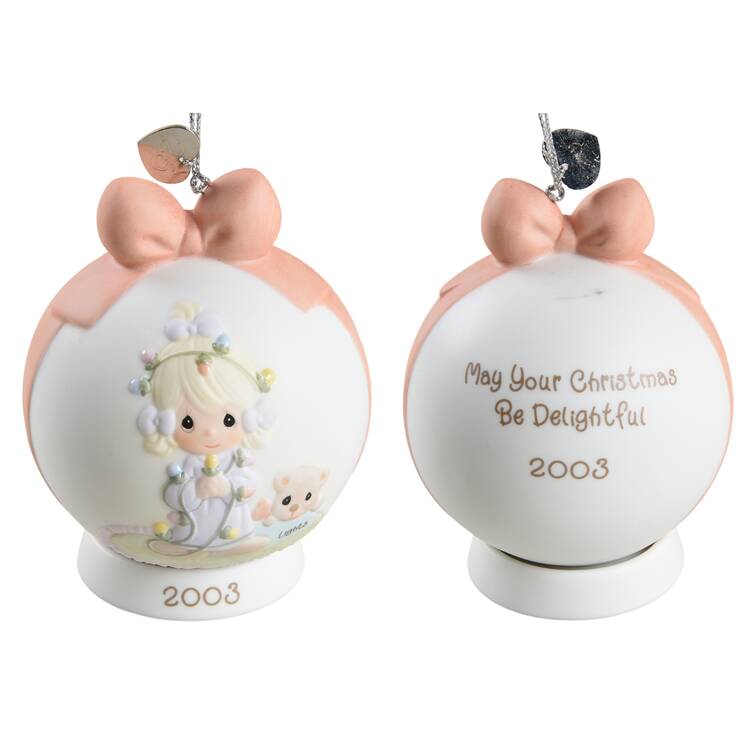Annual Porcelain Ball Ornament May Your Christmas Be Delightful-25th An - Boxed