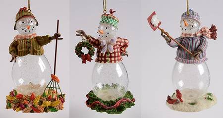 Princess House Christmas Ornament Set Of 3 Snowpeople - Boxed