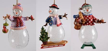 Princess House Christmas Ornament Set Of 3 Snowpeople - Boxed