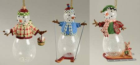Princess House Christmas Ornament Set Of 3 Snowpeople - With Box