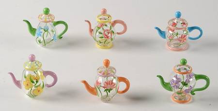 Princess House Giftware Mini Crystal Teapots (Set Of 6 - Boxed