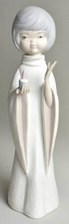 Porceval  Figurines Girl Holding Candle  - No Box