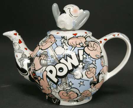 Cardew Designs Tea Pot Popeye Tea Pot W/Olive Oil Lid - Boxed