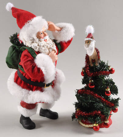 Santa and His Pets Tree Toppler - Set Of 2 - Boxed