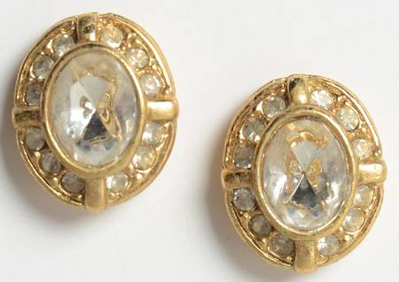Princess House Jewelry Crystal Oval Post Earrings - No Box
