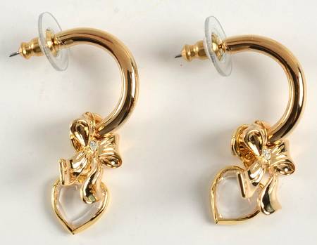 Princess House Jewelry Crystal Hoop Earring With 2 Charms - No Box