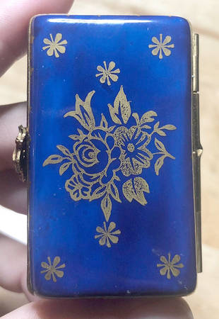 Limoges Boxes Cobalt,Gold Floral - No Box
