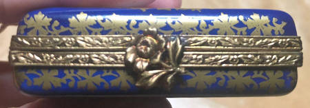 Limoges Boxes Gold Flower On Cobalt - No Box