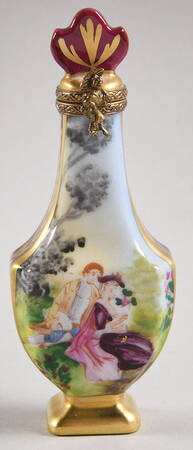 Limoges Boxes Red & Gold Urn With Couple - No Box