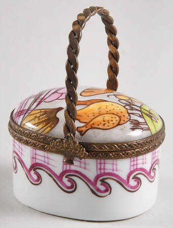 Limoges Boxes Basket With Metal Handle - No Box