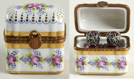 Limoges Boxes Chest-Pink ,Purple Floral - No Box