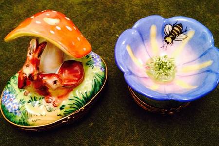 Limoges Boxes Rabbits & Mushroom - No Box