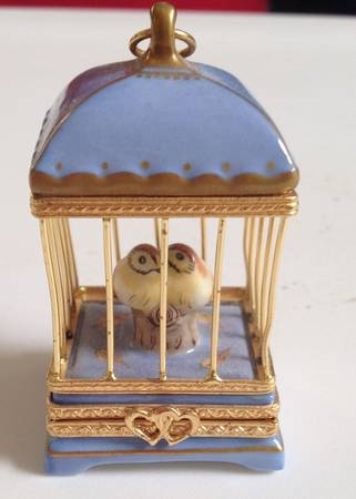 Limoges Boxes Bird Cage-Blue - No Box