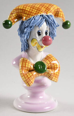 Lino Zampiva Figurines Clown Bust-Jester Yellow Hat Blue Hair - Boxed