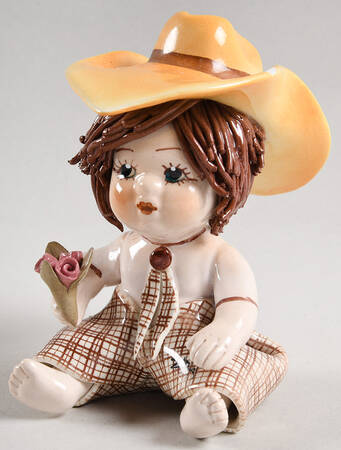 Lino Zampiva Figurines Boy With Yellow Cowboy Hat - Boxed
