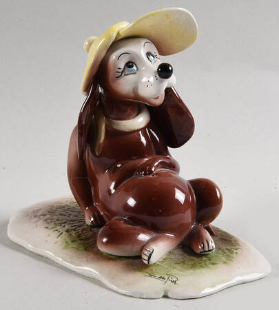 Lino Zampiva Figurines Dog With Yellow Hat - No Box 42