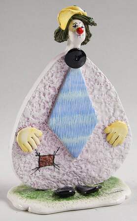 Lino Zampiva Figurines Clown Flat-Blue Tie Yellow Hat - No Box