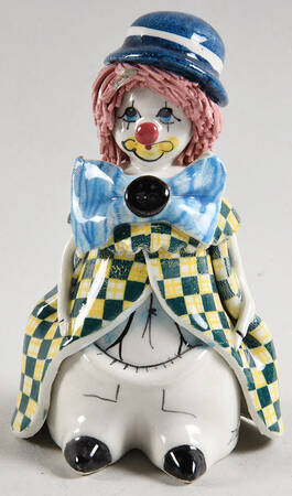 Lino Zampiva Figurines Clown- Pink Hair Blue Hat - Boxed