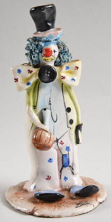 Lino Zampiva Figurines Clown-Blue Hair Green Coat - Boxed