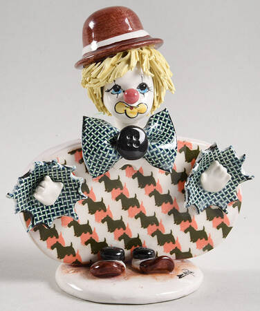 Lino Zampiva Figurines Clown Flat-Buttons&Dog Print - Boxed