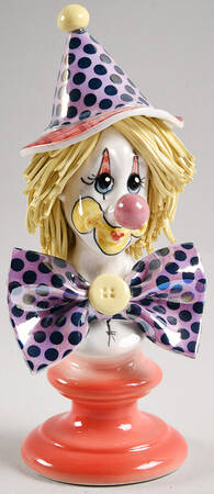 Lino Zampiva Figurines Clown Bust-Polka Dot Hat & Bow - Boxed