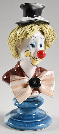 Lino Zampiva Figurines Clown Bust-Black Top Hat Yellow Hair - Boxed