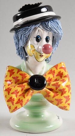 Lino Zampiva Figurines Clown Bust-Black Hat Blue Hair - Boxed