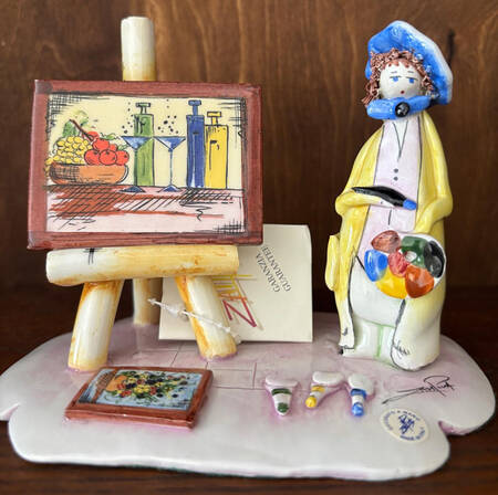 Lino Zampiva Figurines Painter With Eisle, Pink Base - Boxed