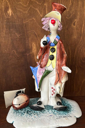 Lino Zampiva Figurines Hobo Clown With Umbrella & Bag - Boxed