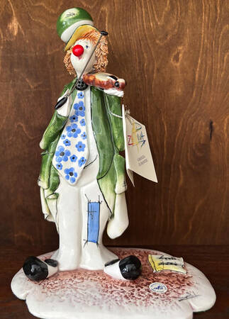 Lino Zampiva Figurines Clown Violinist W/Green Coat - Boxed