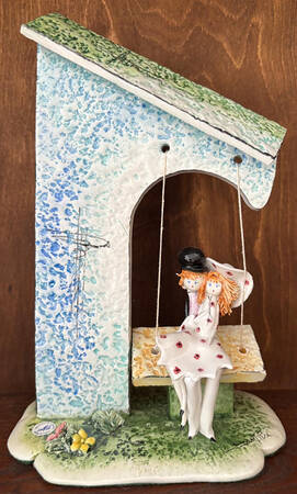 Lino Zampiva Figurines Lovers On A Swing - Boxed