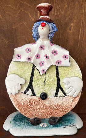 Lino Zampiva Figurines Clown Flat W/Blu Hair, Brw Hat - Boxed