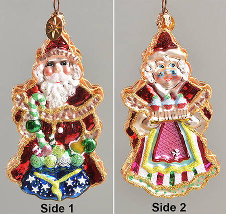 Christopher Radko Christmas Ornament Santa And Mrs Claus-Flat - No Box