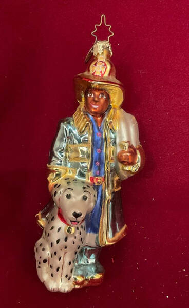 Christopher Radko Christmas Ornament Fireman With Dalmation - No Box