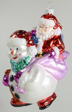 Christopher Radko Christmas Ornament Snowman And Santa - No Box