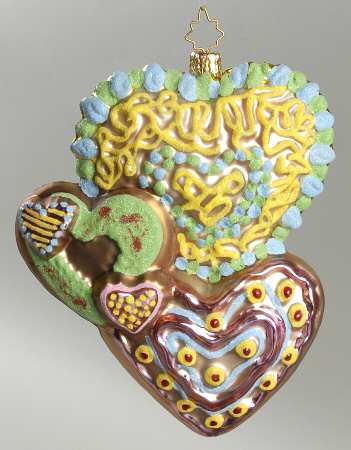 Christopher Radko Christmas Ornament Three Hearts - No Box